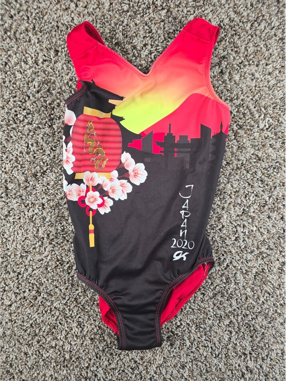 GK Elite Japan 2020 Olympics gymnastics leotard Girls Sz L Black White